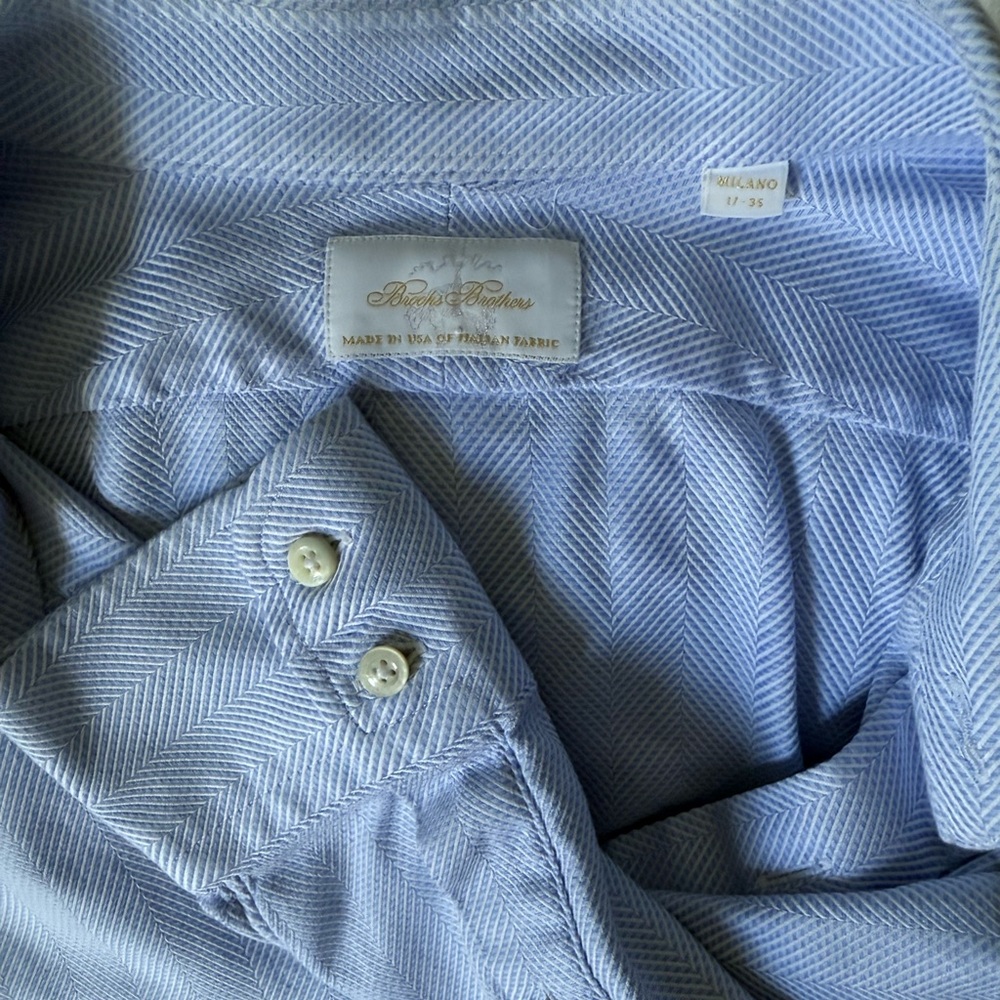 Brooks Brothers Light Blue Herringbone Dress Shirt